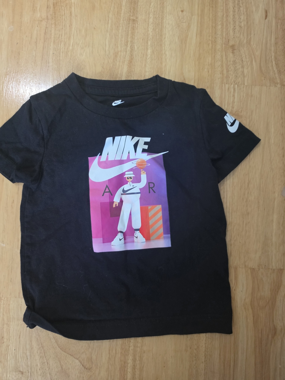Nike Black Kids' Graphic Basketball Tee with Pink & Purple Art